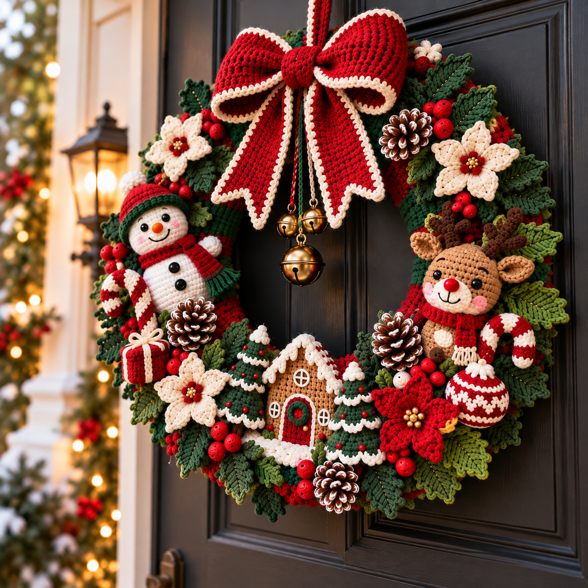 Large Christmas Crochet Wreath Pattern PDF | Amigurumi Door Decor