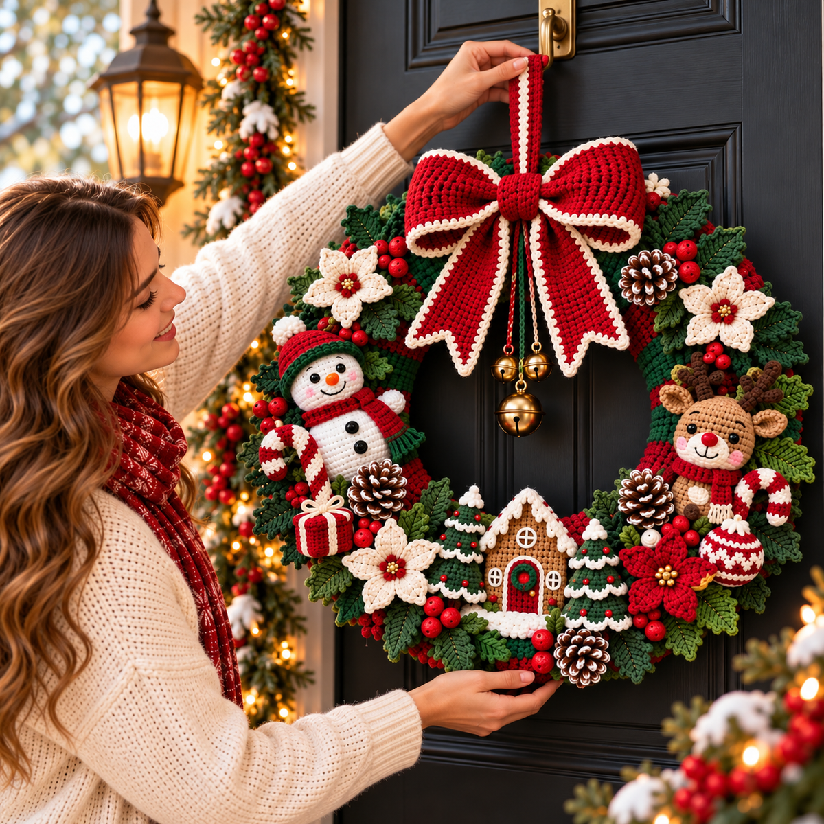 Large Christmas Crochet Wreath Pattern PDF | Amigurumi Door Decor