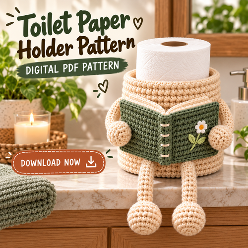 Crochet Toilet Paper Holder Pattern PDF | Book Amigurumi Bathroom Decor