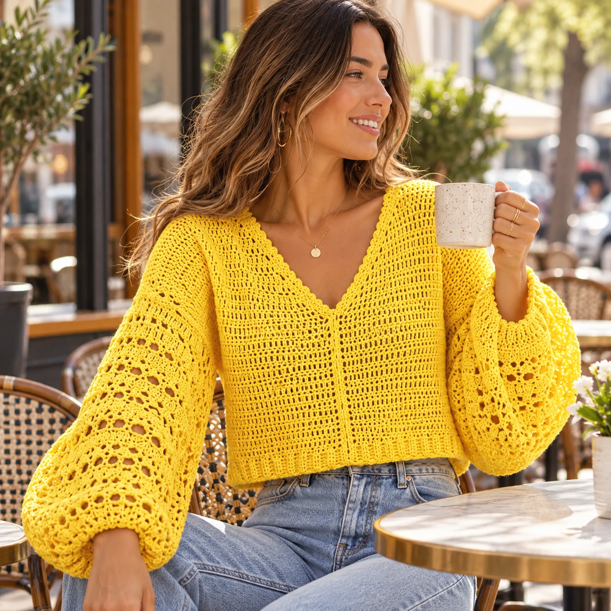 Boho Lace Crochet Sweater Pattern PDF | Women’s Summer Pullover XS–XL