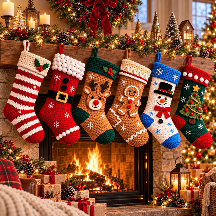 Christmas Stocking Crochet Pattern Bundle PDF | 6 Holiday Designs