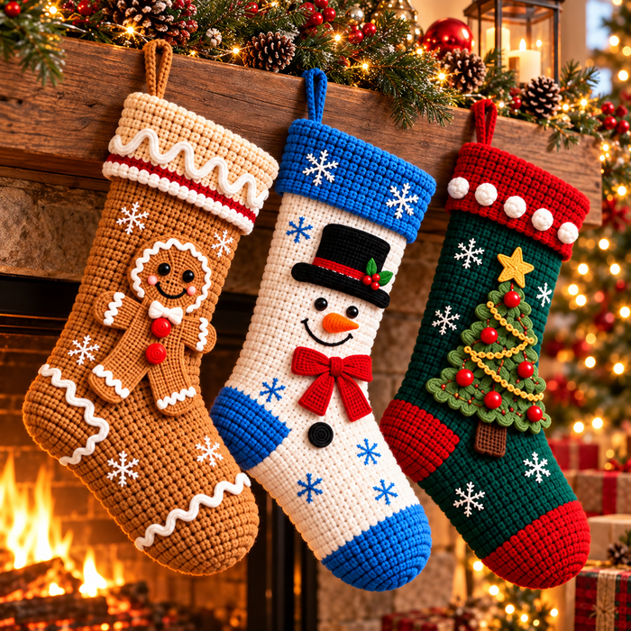 Christmas Stocking Crochet Pattern Bundle PDF | 6 Holiday Designs