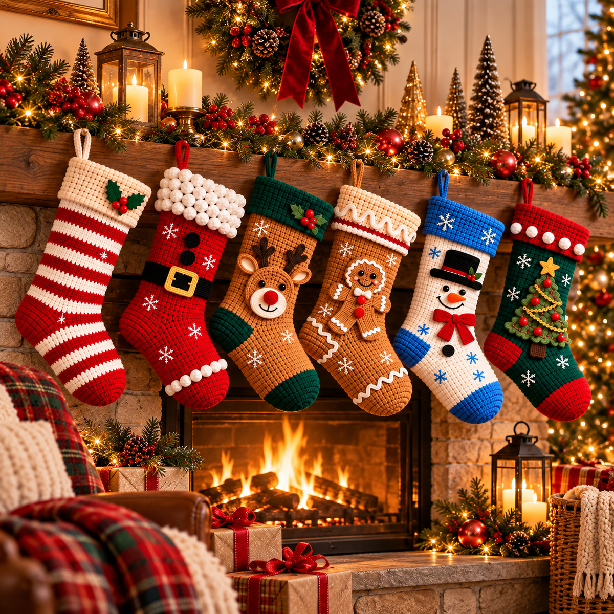 Christmas Stocking Crochet Pattern Bundle PDF | 6 Holiday Designs