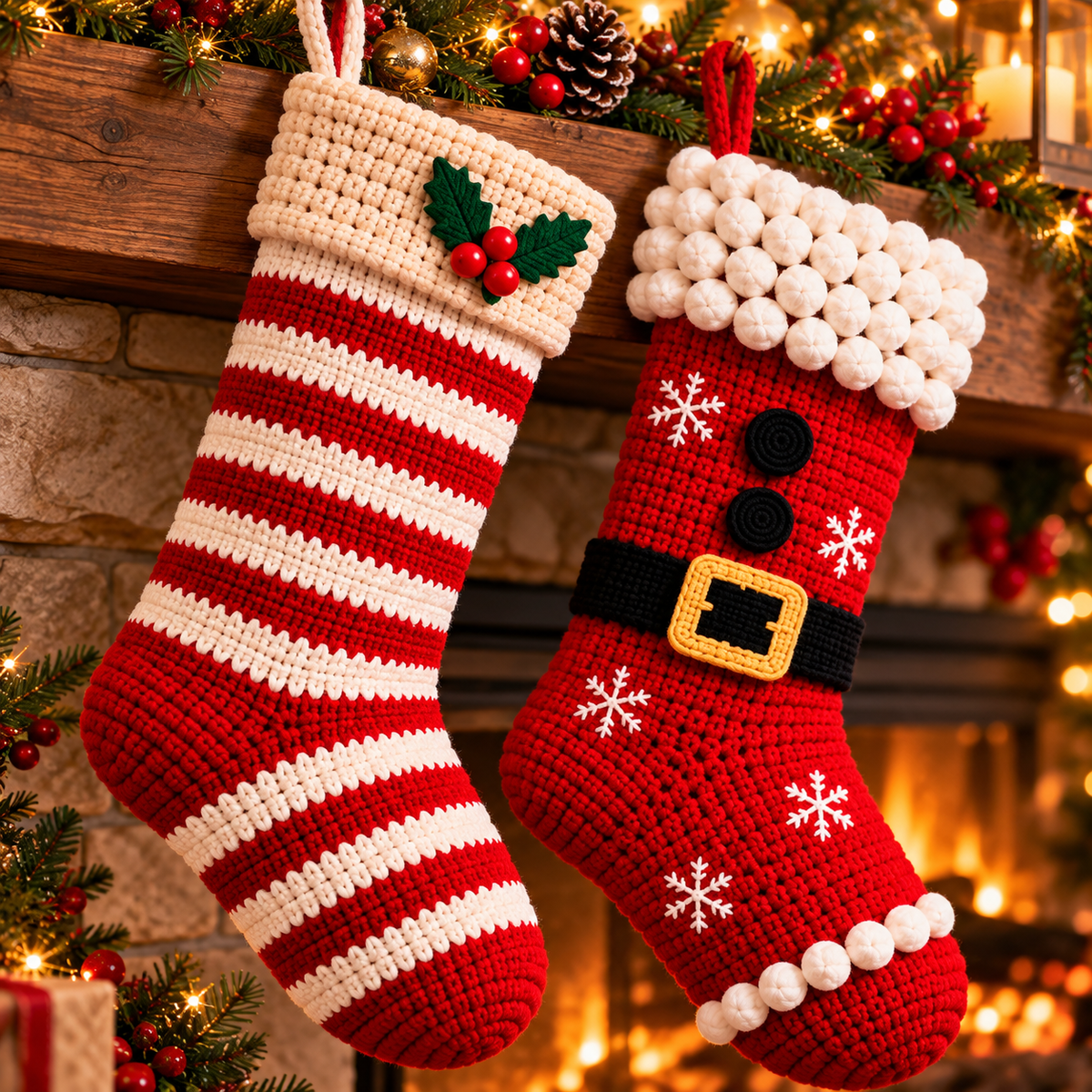 Christmas Stocking Crochet Pattern Bundle PDF | 6 Holiday Designs