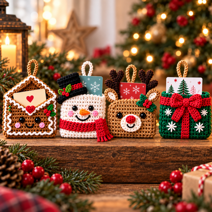Christmas Gift Card Holder Crochet Pattern Bundle PDF | 8 Ornament Designs