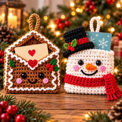Christmas Gift Card Holder Crochet Pattern Bundle PDF | 8 Ornament Designs