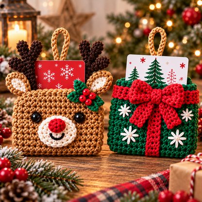 Christmas Gift Card Holder Crochet Pattern Bundle PDF | 8 Ornament Designs