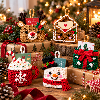 Christmas Gift Card Holder Crochet Pattern Bundle PDF | 8 Ornament Designs