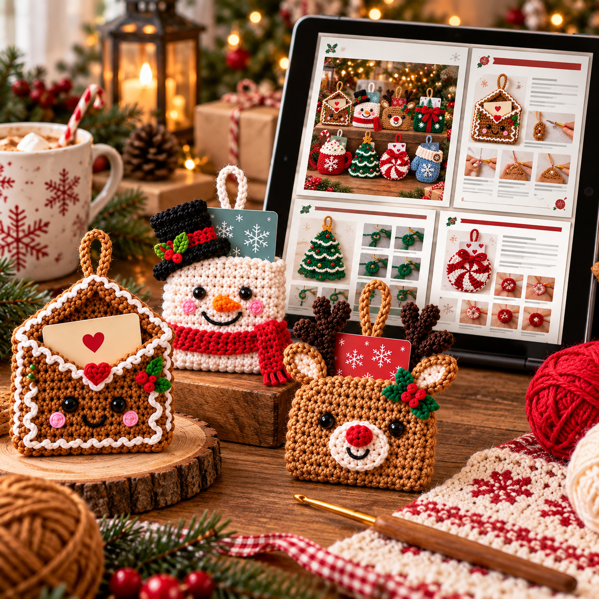 Christmas Gift Card Holder Crochet Pattern Bundle PDF | 8 Ornament Designs