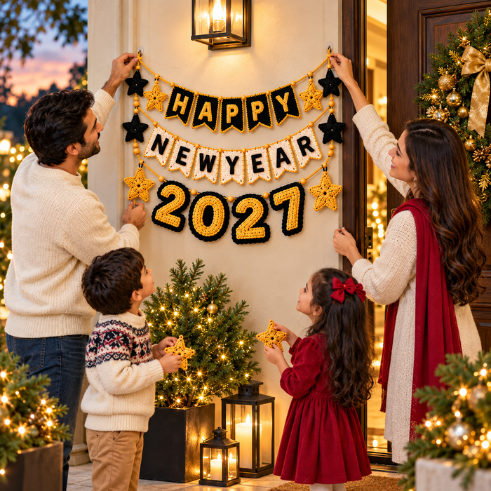 Happy New Year 2027 Crochet Banner Pattern PDF | Garland & Bunting Decor