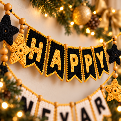 Happy New Year 2027 Crochet Banner Pattern PDF | Garland & Bunting Decor