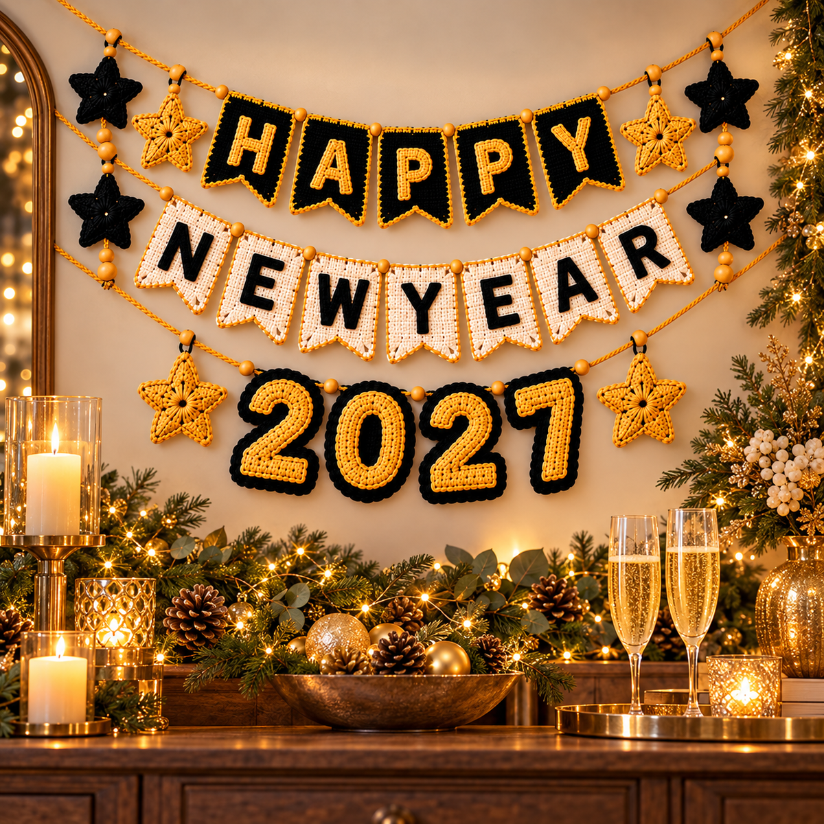 Happy New Year 2027 Crochet Banner Pattern PDF | Garland & Bunting Decor