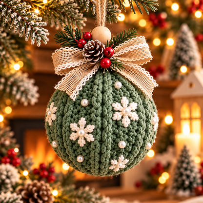 3 Christmas Bauble Crochet Patterns PDF | Rustic Holiday Ornaments