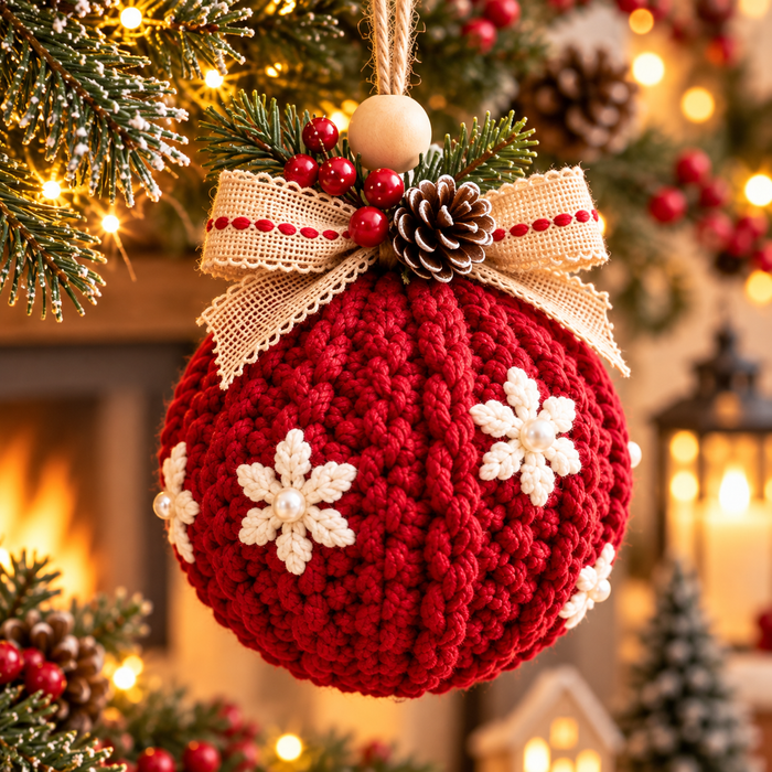 3 Christmas Bauble Crochet Patterns PDF | Rustic Holiday Ornaments