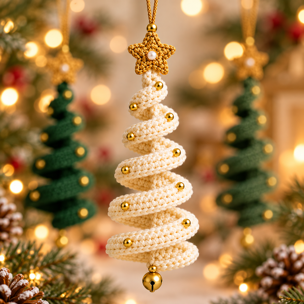 3-in-1 Christmas Tree Spiral Ornament Crochet Pattern PDF | Hanging Decor