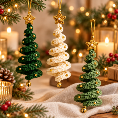 3-in-1 Christmas Tree Spiral Ornament Crochet Pattern PDF | Hanging Decor