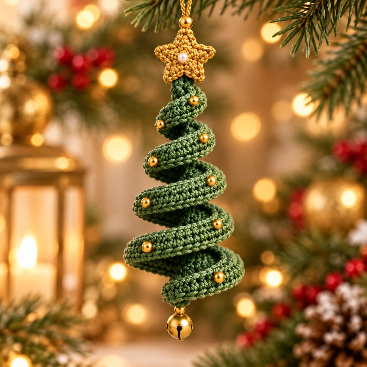 3-in-1 Christmas Tree Spiral Ornament Crochet Pattern PDF | Hanging Decor