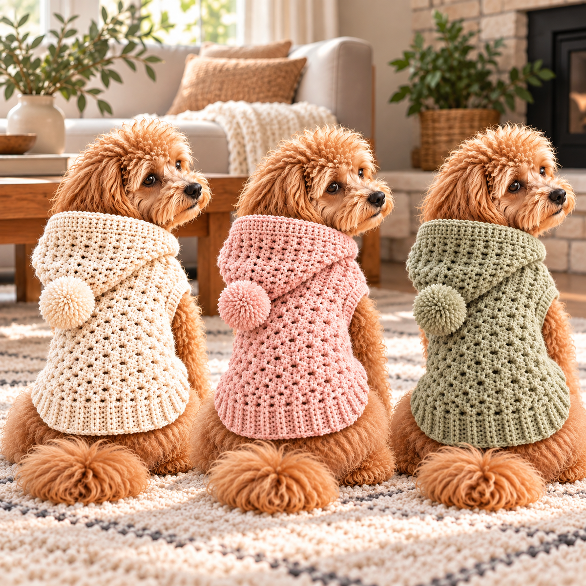 Hooded Dog Sweater Crochet Pattern PDF | Textured Dog Hoodie XS–L