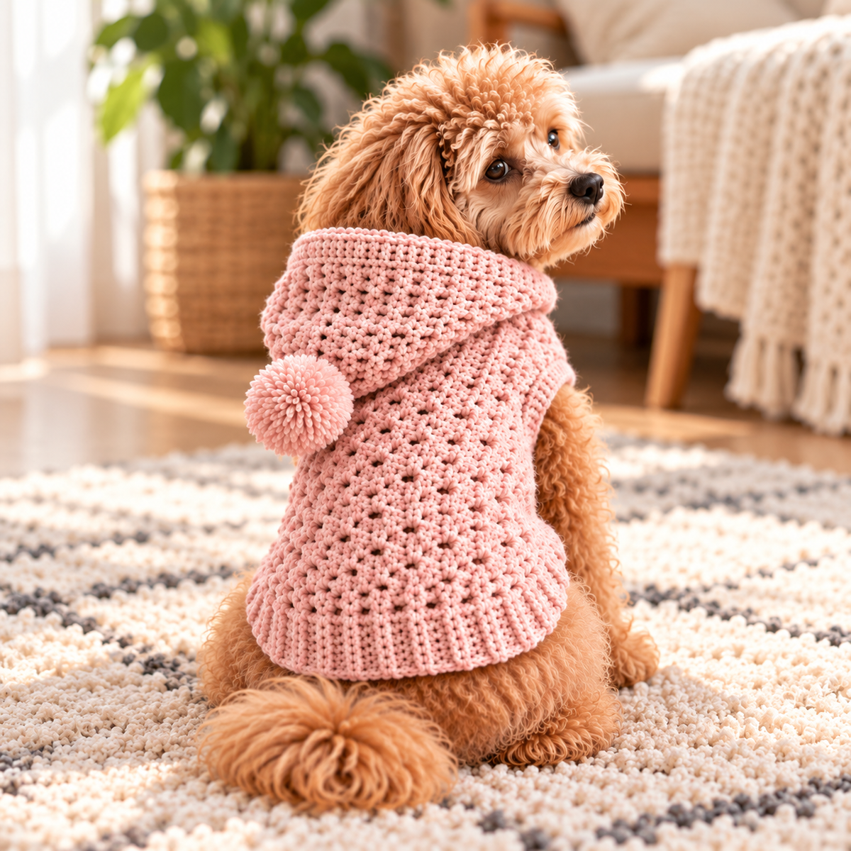 Hooded Dog Sweater Crochet Pattern PDF | Textured Dog Hoodie XS–L