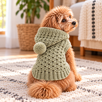 Hooded Dog Sweater Crochet Pattern PDF | Textured Dog Hoodie XS–L