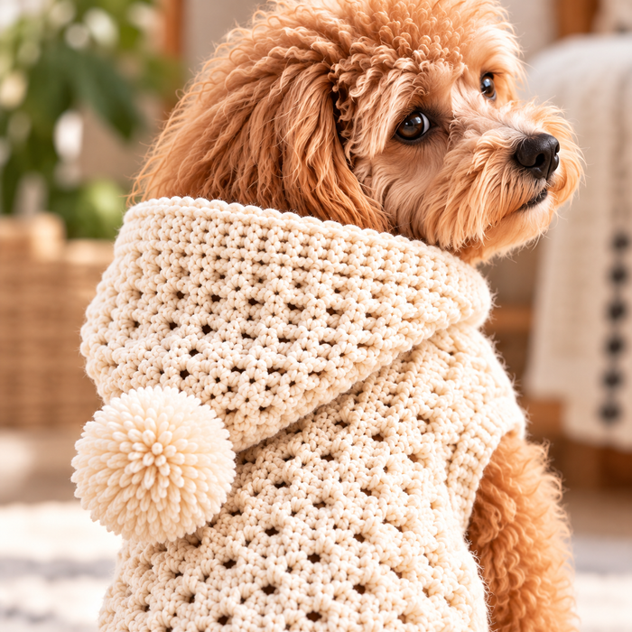 Hooded Dog Sweater Crochet Pattern PDF | Textured Dog Hoodie XS–L