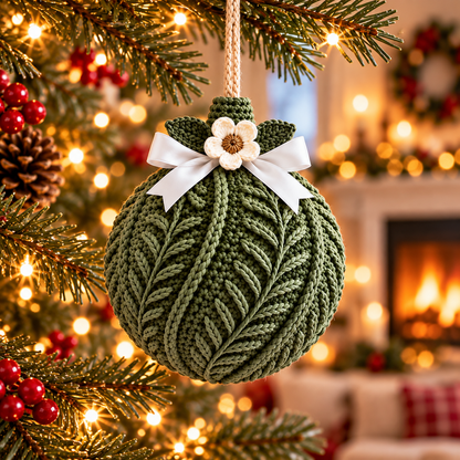 Botanical Christmas Bauble Crochet Pattern PDF | 3 Textured Ornaments