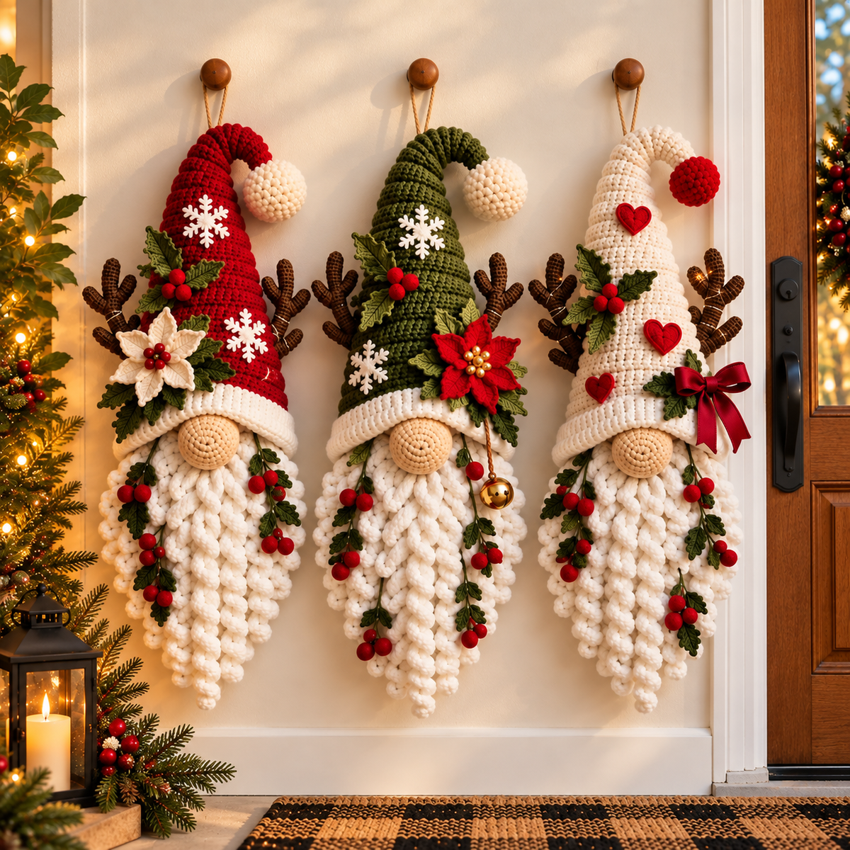 Christmas Gnome Wall Hanging Crochet Pattern PDF | Scandinavian Trio