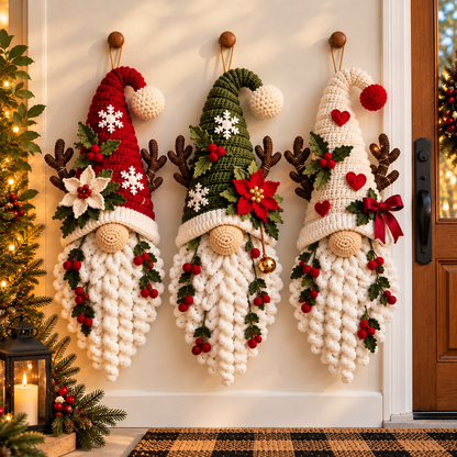 Christmas Gnome Wall Hanging Crochet Pattern PDF | Scandinavian Trio