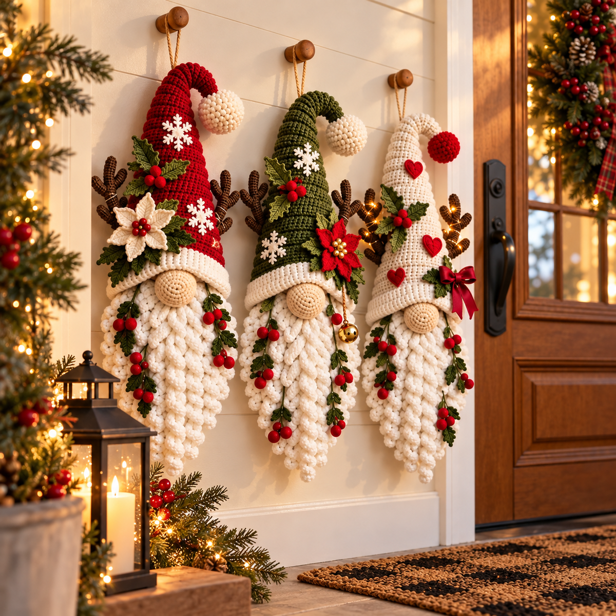 Christmas Gnome Wall Hanging Crochet Pattern PDF | Scandinavian Trio