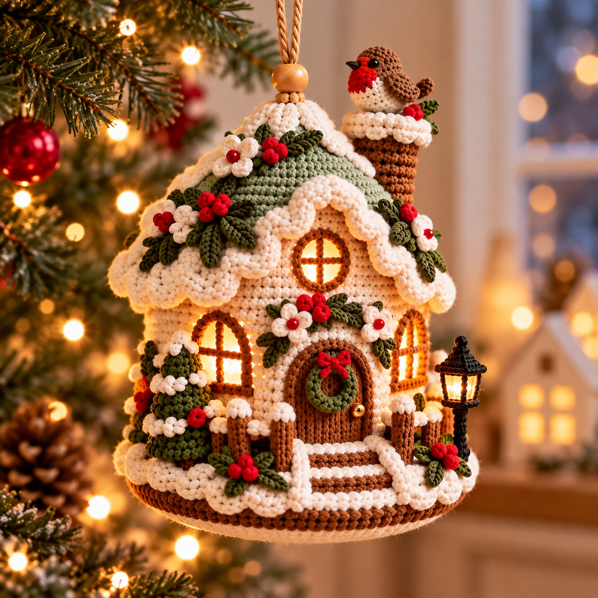 Christmas Cottage Crochet Pattern PDF | Amigurumi House Ornament