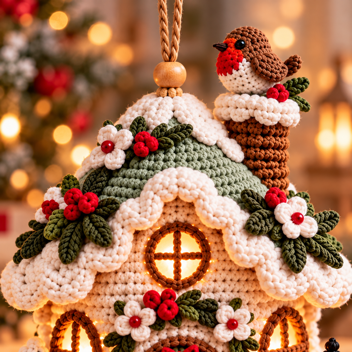 Christmas Cottage Crochet Pattern PDF | Amigurumi House Ornament