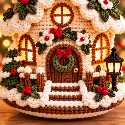 Christmas Cottage Crochet Pattern PDF | Amigurumi House Ornament