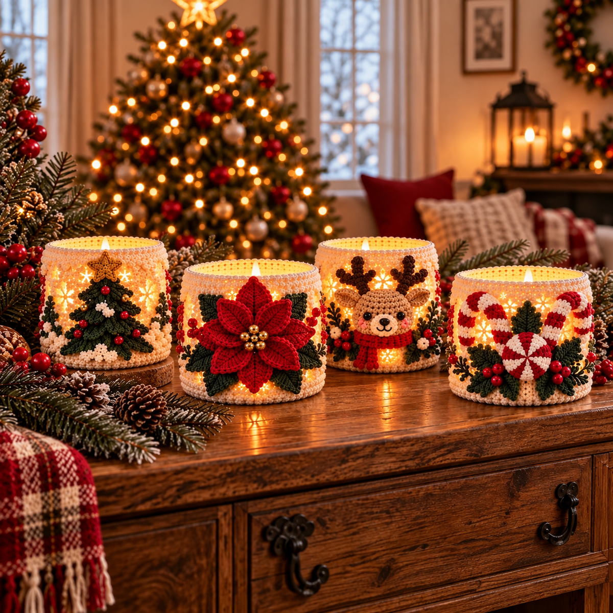 Christmas Luminary Crochet Pattern Bundle PDF | 4 LED Candle Covers