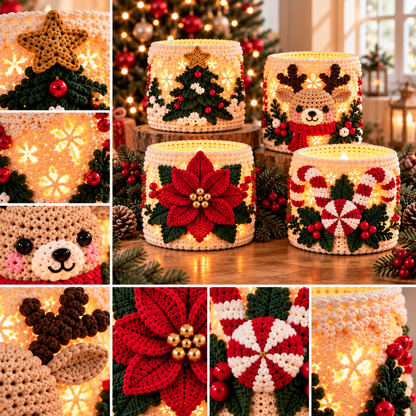 Christmas Luminary Crochet Pattern Bundle PDF | 4 LED Candle Covers