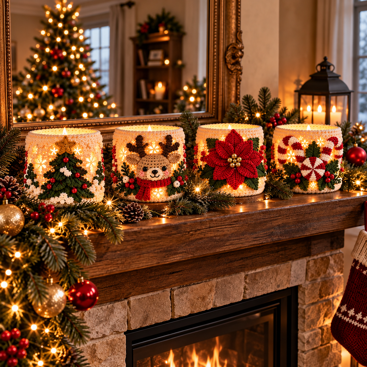 Christmas Luminary Crochet Pattern Bundle PDF | 4 LED Candle Covers