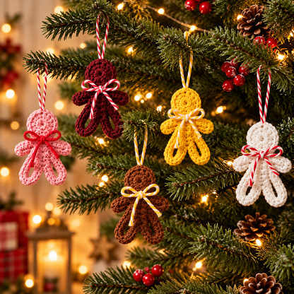 Mini Gingerbread Man Crochet Pattern PDF | Christmas Tree Ornament