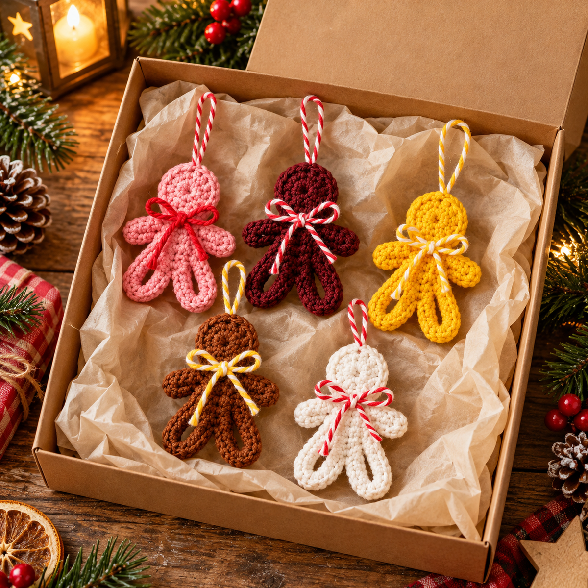 Mini Gingerbread Man Crochet Pattern PDF | Christmas Tree Ornament