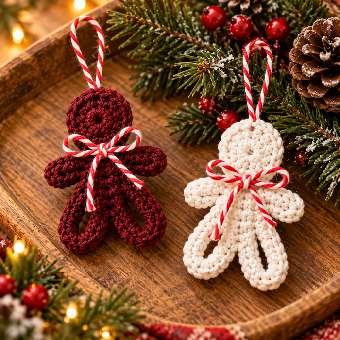 Mini Gingerbread Man Crochet Pattern PDF | Christmas Tree Ornament