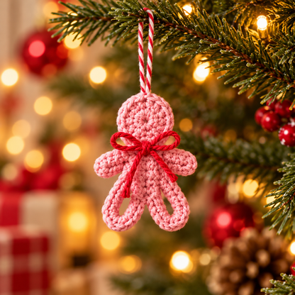 Mini Gingerbread Man Crochet Pattern PDF | Christmas Tree Ornament