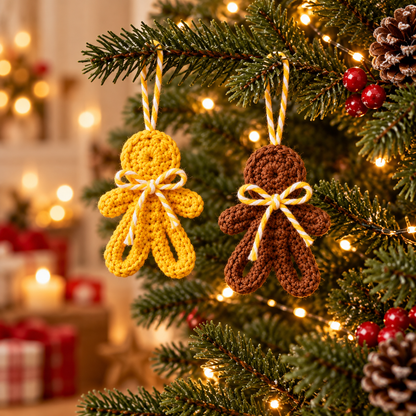 Mini Gingerbread Man Crochet Pattern PDF | Christmas Tree Ornament