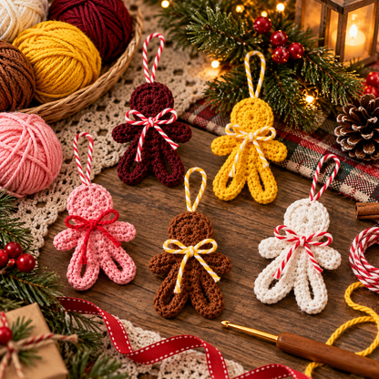 Mini Gingerbread Man Crochet Pattern PDF | Christmas Tree Ornament