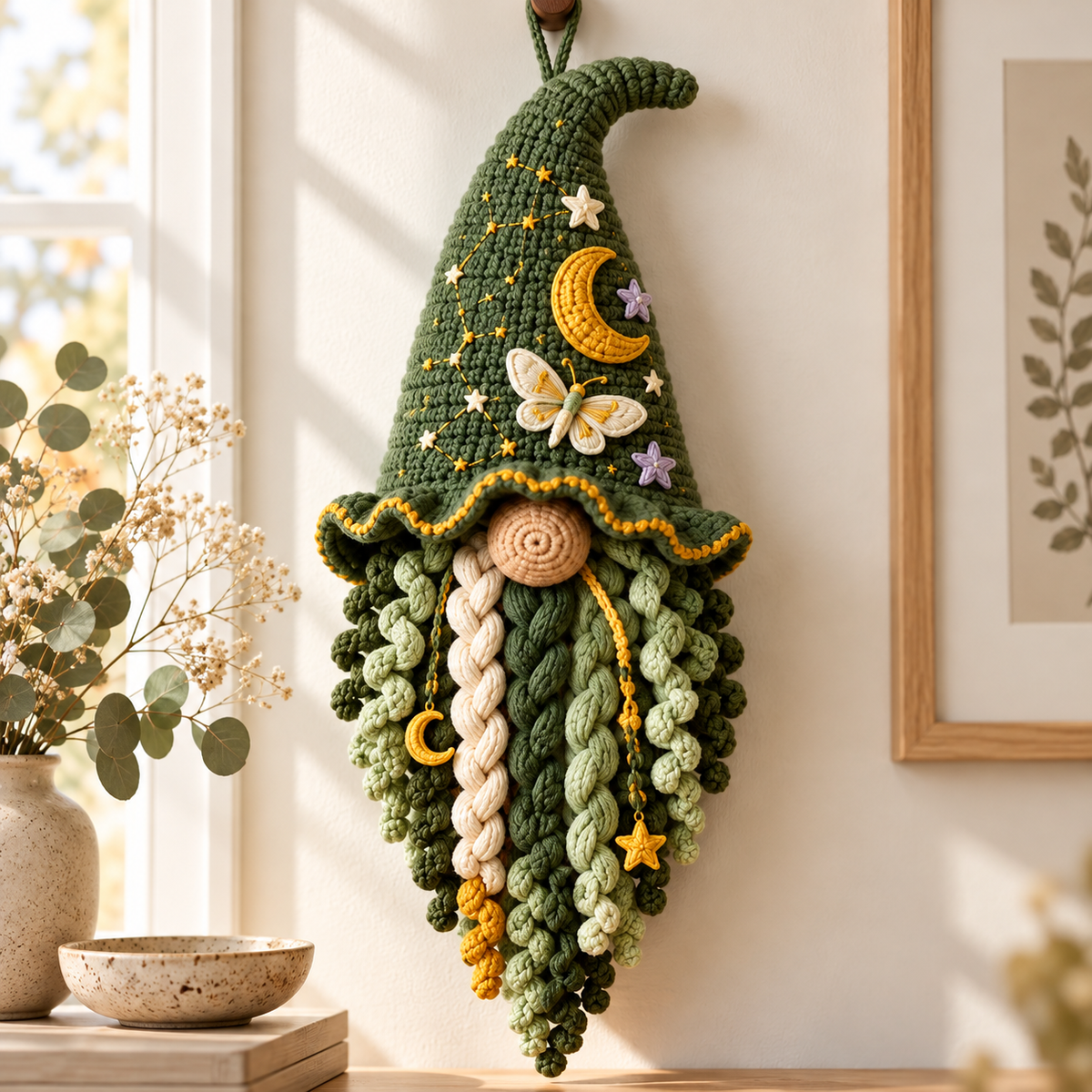 3-in-1 Crochet Gnome Wall Hanging Pattern PDF | Celestial, Harvest & Woodland