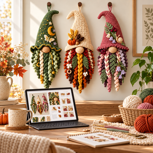 3-in-1 Crochet Gnome Wall Hanging Pattern PDF | Celestial, Harvest & Woodland