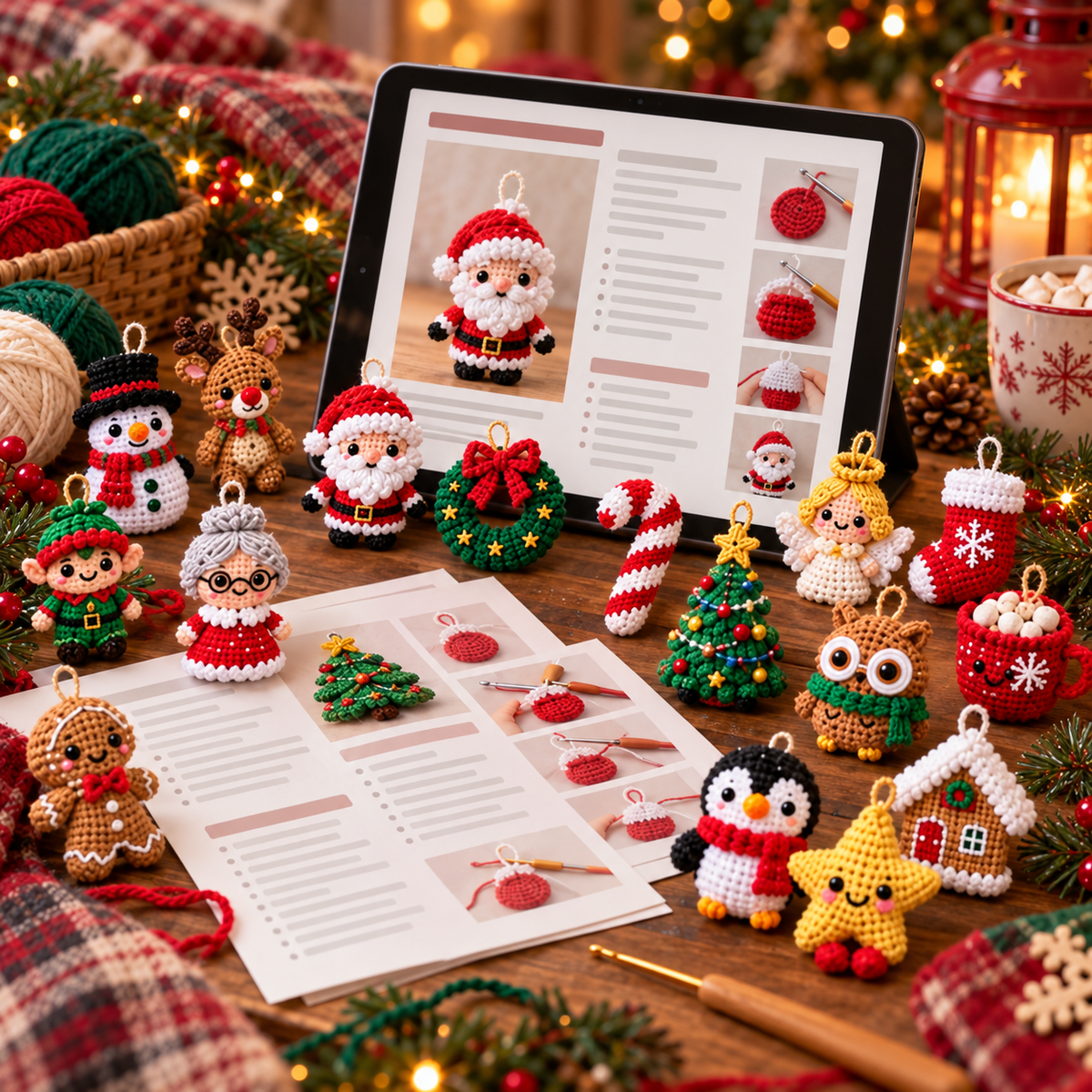 50 Christmas Crochet Ornament Patterns PDF | Tiny Amigurumi Holiday Bundle