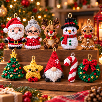 50 Christmas Crochet Ornament Patterns PDF | Tiny Amigurumi Holiday Bundle