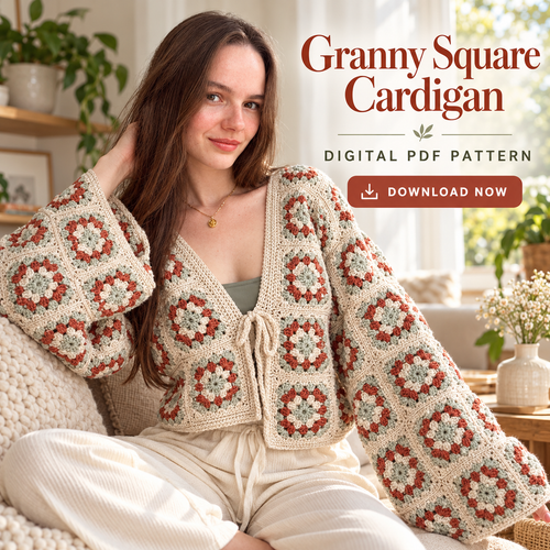 Granny Square Cardigan Crochet Pattern PDF | Made-to-Measure Crochet Jacket
