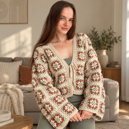 Granny Square Cardigan Crochet Pattern PDF | Made-to-Measure Crochet Jacket