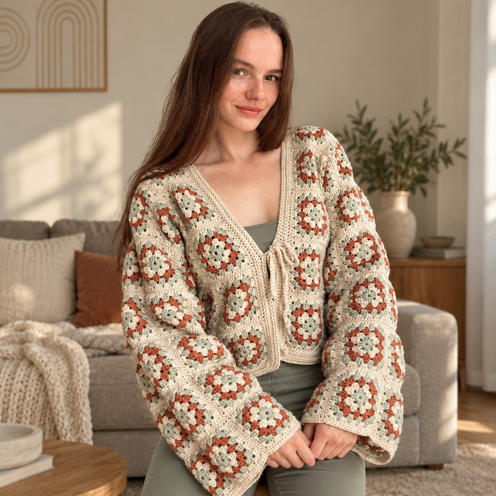 Granny Square Cardigan Crochet Pattern PDF | Made-to-Measure Crochet Jacket