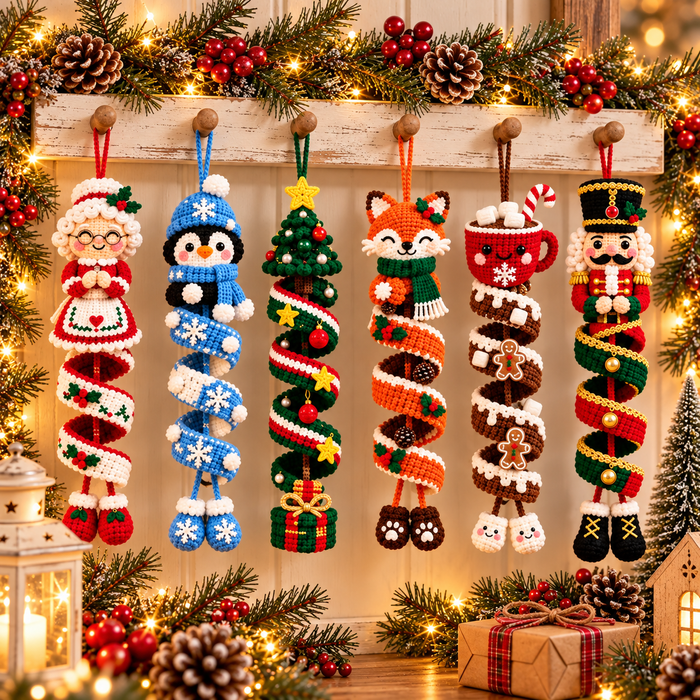 Christmas Spiral Ornament Crochet Pattern Bundle PDF | 6 Holiday Designs