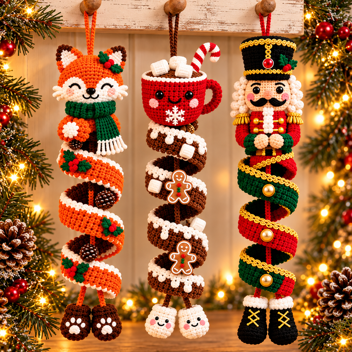 Christmas Spiral Ornament Crochet Pattern Bundle PDF | 6 Holiday Designs